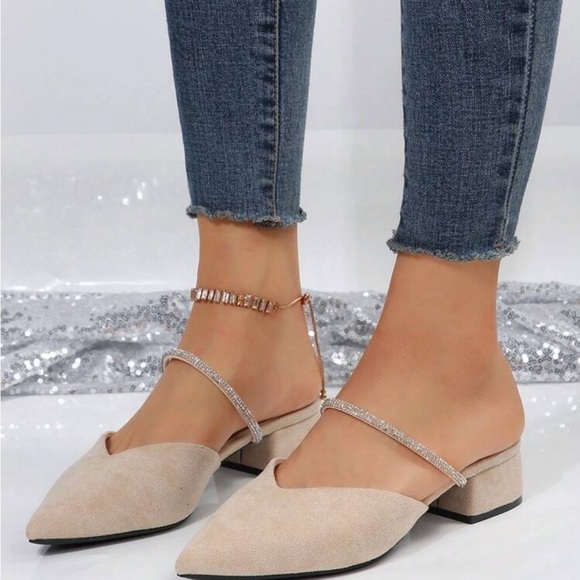 - Women Rhinestone Decor Point Toe Mule Flats - Picture 2 of 4